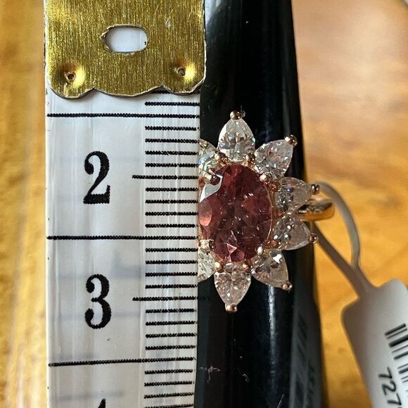 Natural Rose Apatite Moissanite Sterling Silver Ring Size 6 - Picture 7 of 9